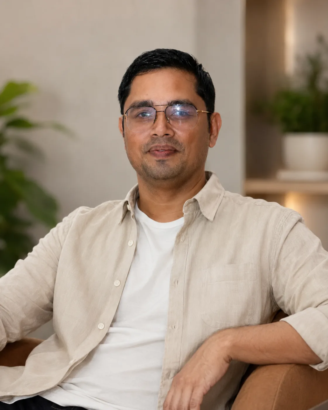 Awanish, relaxed, mid-conversation